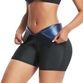 Slimming Pants Waist Trainer Shapewear Tummy Hot Thermo Sweat Leggings Fitness Workout Sweat Sauna Pants Body Shaper (Color: Blue)