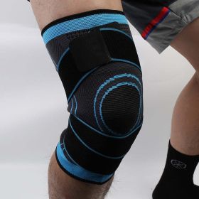 Sports Knee Pads Fitness Running Cycling Knee Support Braces Elastic Nylon Sport Compression Knee Pad Sleeve - 1PC (Color: Lake blue)